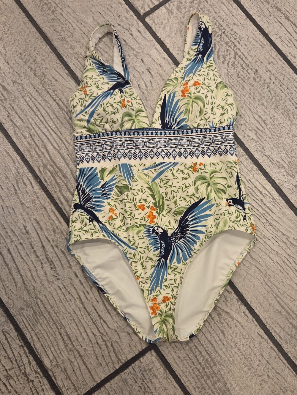 Alex Marie Tropical Parrot Pri — Blue, Cream & Orange One Piece Swimsuit